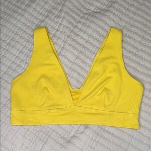 Old Navy Pucker V-Neck Longline Bikini Swim Top | Yellow | XXL